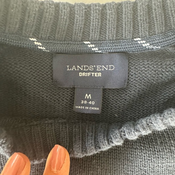 Men's Navy Lands End Sweater - Medium (38-40) - Picture 2 of 3